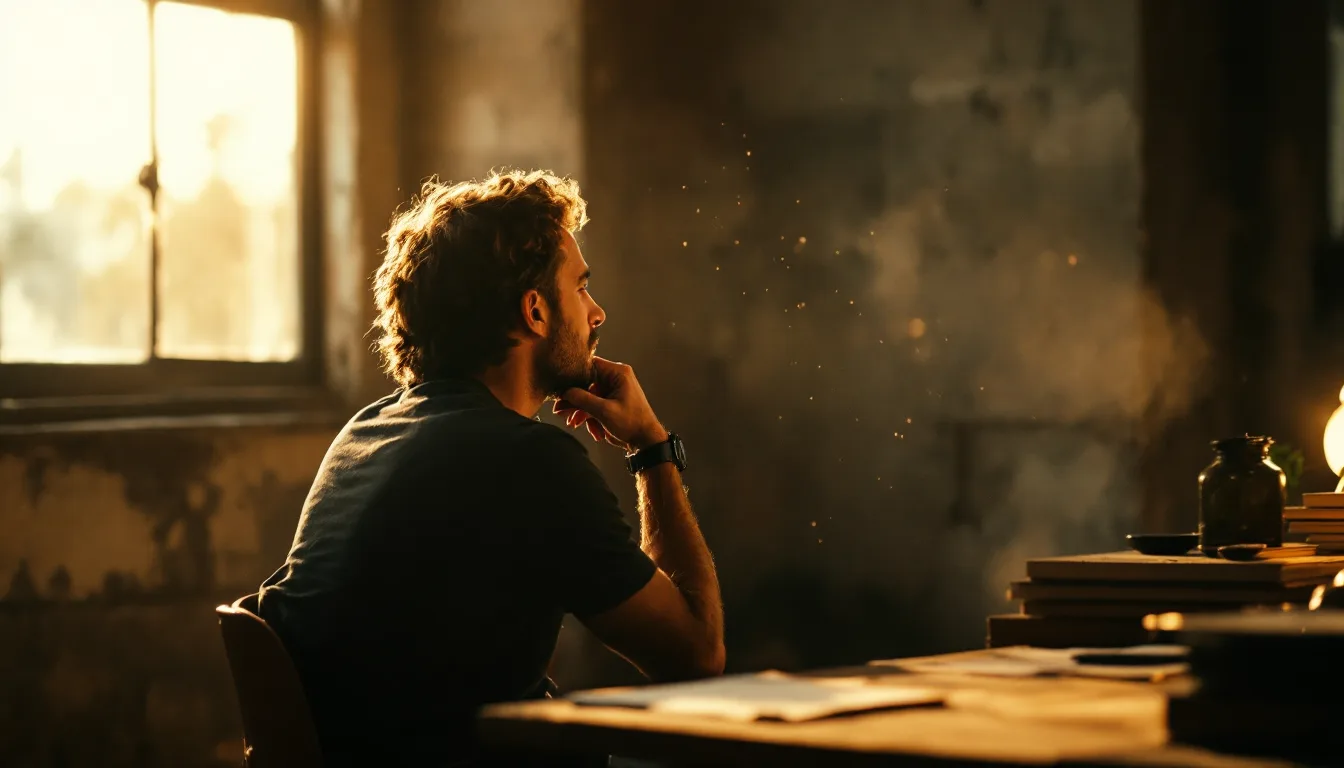 A founder filmed in low golden light during a documentary interview